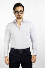 Chemise rayée coupe ajustée infroissable 8261 | Grise 15