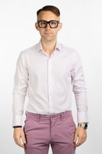 Chemise rayée coupe ajustée infroissable 8261 | Lilas 2