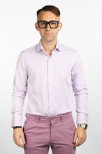 Chemise cintrée infroissable à rayures moyennes 8320 | Lilas 3