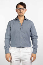 Camicia in Cotone Semi Slim Fantasia | Blu e Celeste 03