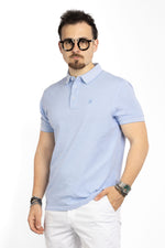 Salt and Pepper Pattern Short-Sleeve Polo Shirt 3392 | 2 for €40 | Light Blue