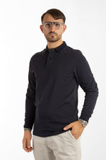 Polo basique chaud en coton à manches longues | 2 pour 50 € | Bleu