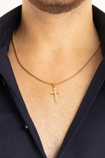 Collier croix pailletée | Or