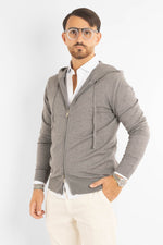 Basic Zip-Up Cardigan with Hood | Grey
