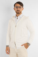 Cardigan Basic Zip e Cappuccio | Bianco Panna