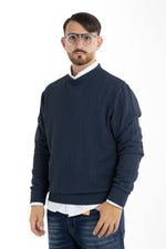 Pullover Girocollo Lavorato 106 | 2 per €40 | Blu