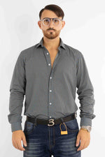 Camicia in Cotone Semi Slim Fantasia | Blu Avion e Beige 07
