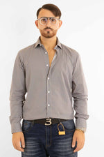 Camicia in Cotone Semi Slim Fantasia | Multi Biege Blu 01
