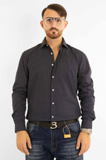Camicia in Cotone Semi Slim Fantasia | Blu Pois Bianchi 09