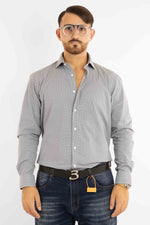 Camicia in Cotone Semi Slim Fantasia | Bianca Pois Blu 07