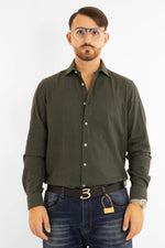 Chemise en flanelle semi-slim | Verte