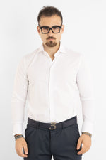 Slim Fit Double Twist Non-Iron Shirt with Matching Stripes 5185 | White