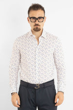 Active Non-Iron Slim Fit Shirt with Blue and Green Polka Dots | 24/7