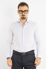 Regular Fit Double Twisted Non-Iron Shirt with Narrow Stripe 8261 | White