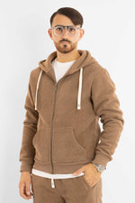 Sweat à capuche zippé en chenille | Boue