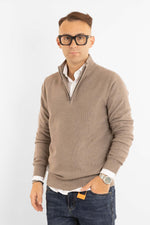 Pullover Mezza Zip Chicco di Riso 907 | 2 per €60 | Tortora