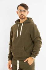 Sweat à capuche en polaire chenille | Vert militaire