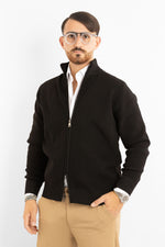 Cardigan Active Morbido a Coste con Zip 241152 | Nero