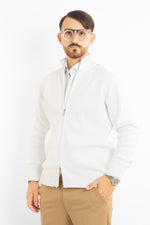 Cardigan Active Morbido a Coste con Zip 241152 | Bianco