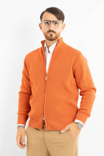 Active Soft Ribbed Zip-Up Cardigan 241152 | Orange