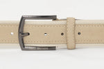 Faux Leather and Fabric Belt | Beige