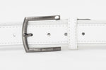 Faux Leather and Fabric Belt | White