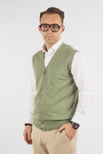 Gilet a V con Bottoni Basic di Cotone 1109 | 2 per €50 | Verde 12