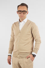 Basic Cotton V-Neck Cardigan with Buttons 1107 | 2 for €50 | Beige 45