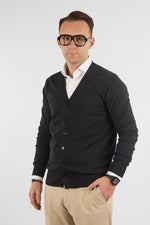 Gilet basique en coton à col V et boutons 1107 | 2 pour 50 € | Noir 01