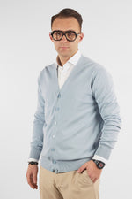 Basic Cotton V-Neck Cardigan with Buttons 1107 | 2 for €50 | Light Blue 16