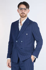 Abito Doppio Petto Gessato | Blu