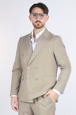 Abito Doppio Petto Gessato | Beige