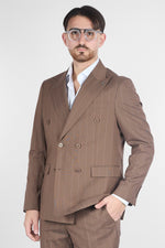Abito Doppio Petto Gessato | Tabacco