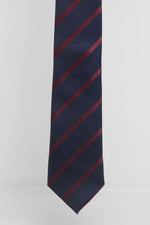 Cravatta Tre Pieghe Regimental Operata Blu Riga Bordeaux | 2 Per €20