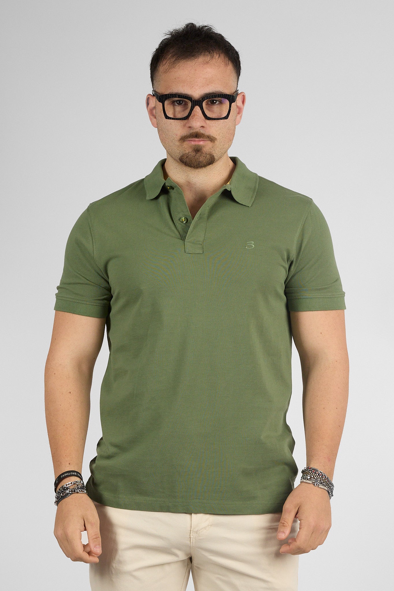 Polo Mezza Manica 100% Cotone Piquet | 2 per €40 | Verde Militare 76