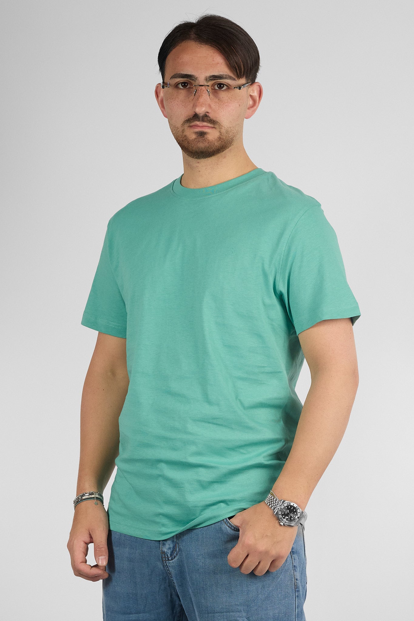 T-Shirt Mezza Manica 100% Cotone Basic | 2 per €30 | Verde Acqua 52