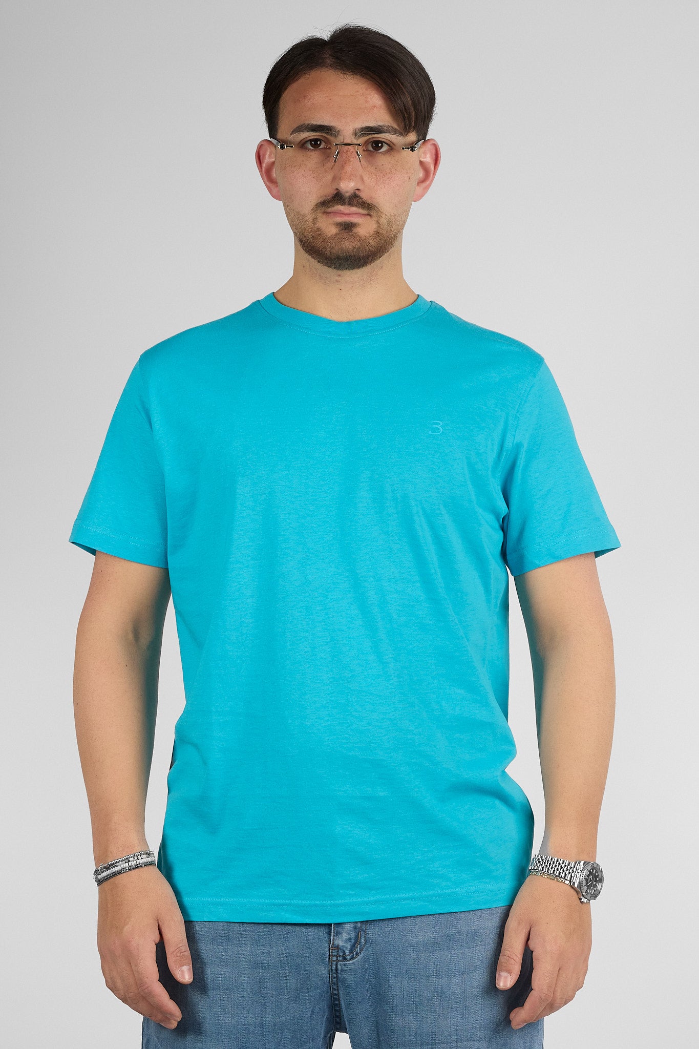 T-Shirt Mezza Manica 100% Cotone Basic | 2 per €30 | Turchese 53