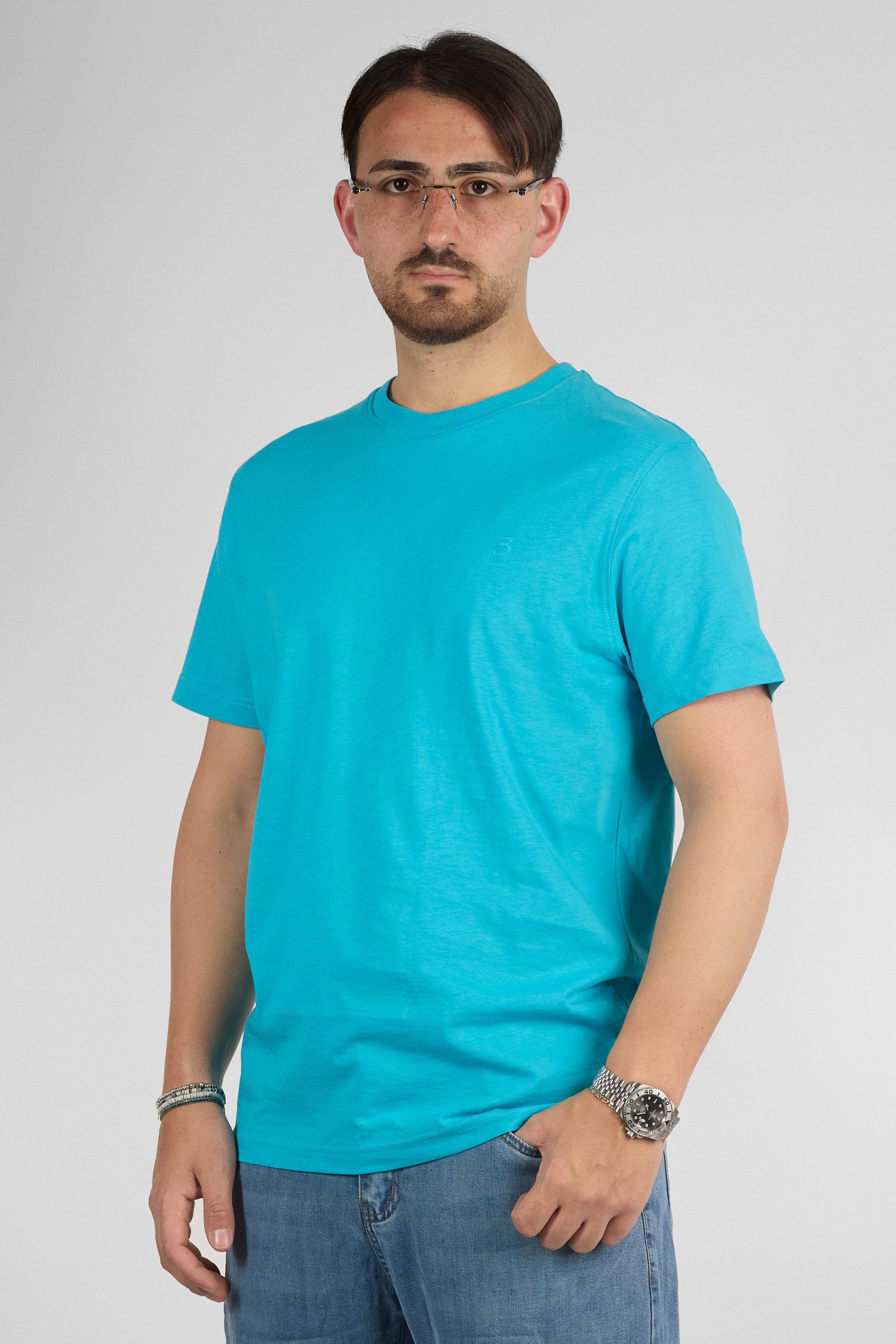 T-Shirt Mezza Manica 100% Cotone Basic | 2 per €30 | Turchese 53