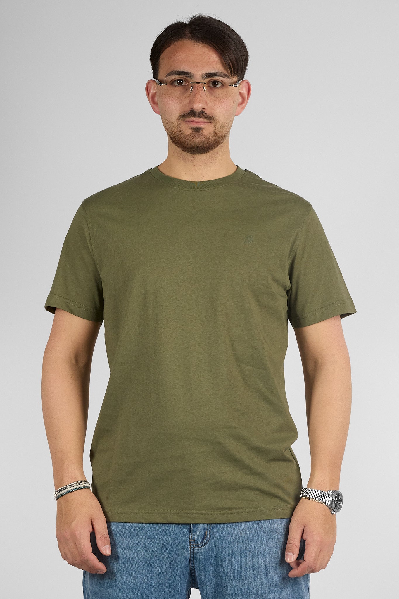 T-Shirt Mezza Manica 100% Cotone Basic | 2 per €30 | Verde Militare 76