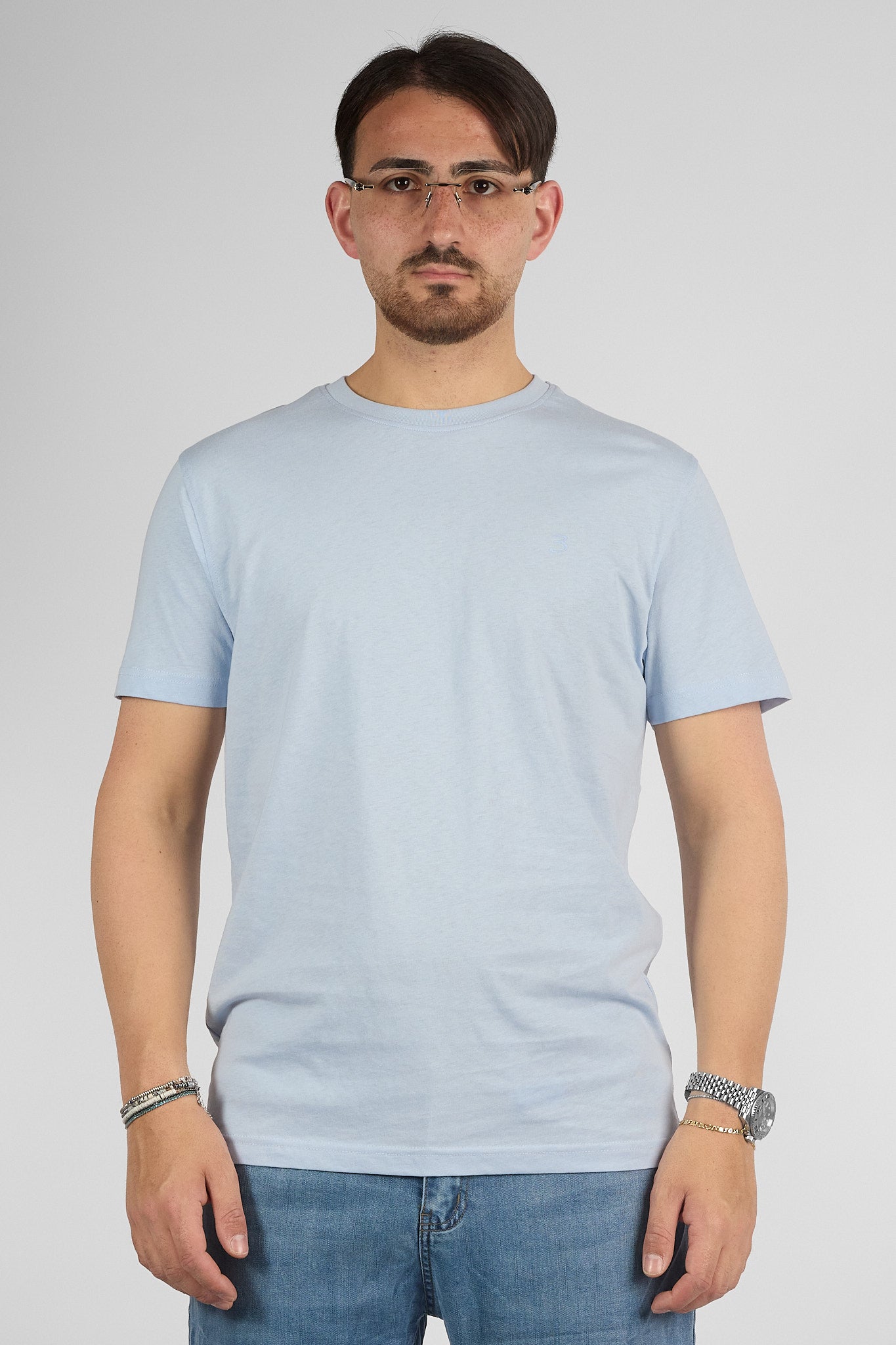 T-Shirt Mezza Manica 100% Cotone Basic | 2 per €30 | Celeste Chiaro 56