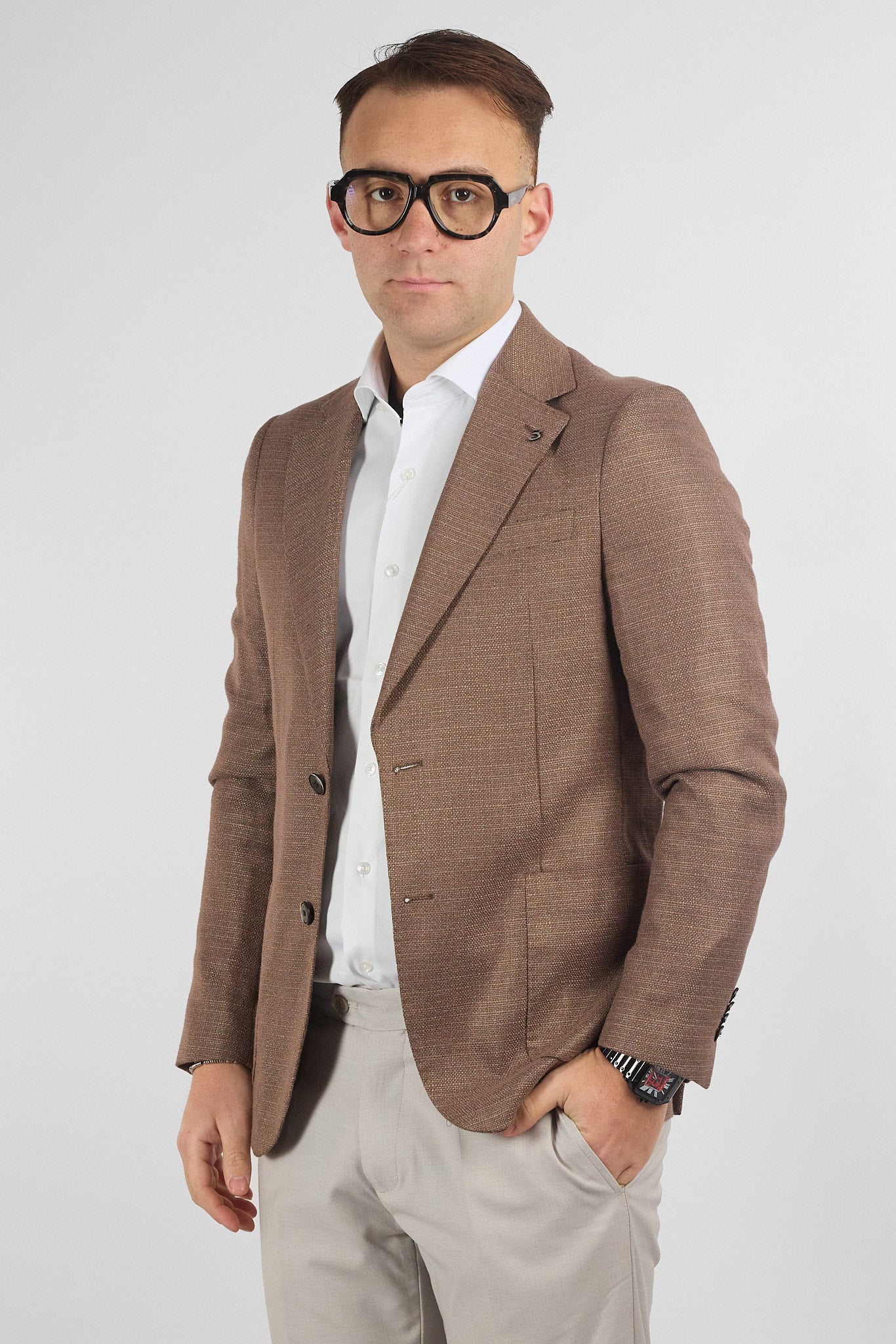 Giacca Lavorata Effetto Canapa EMA06 | Fango