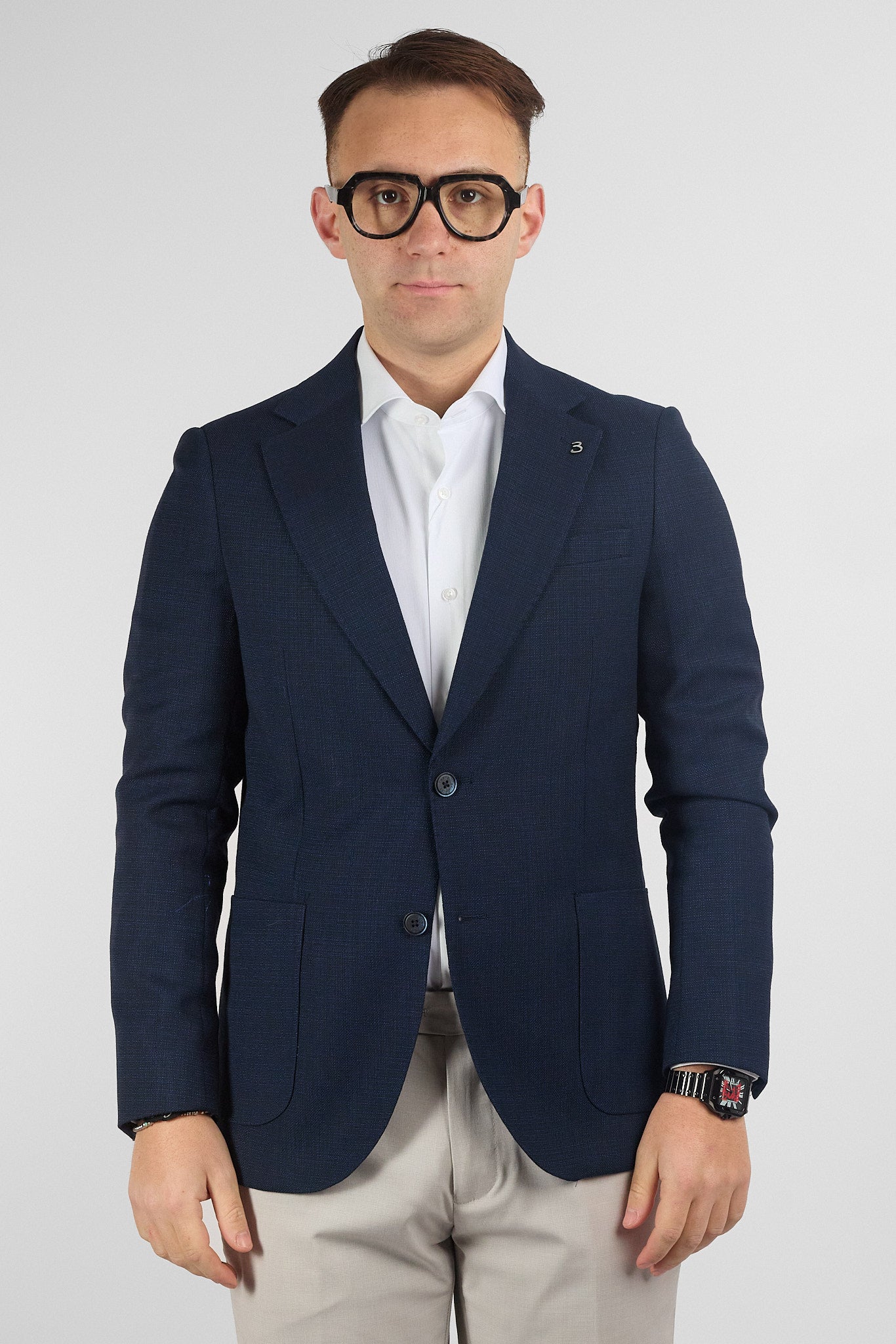 Giacca Lavorata Effetto Canapa EMA06 | Blu