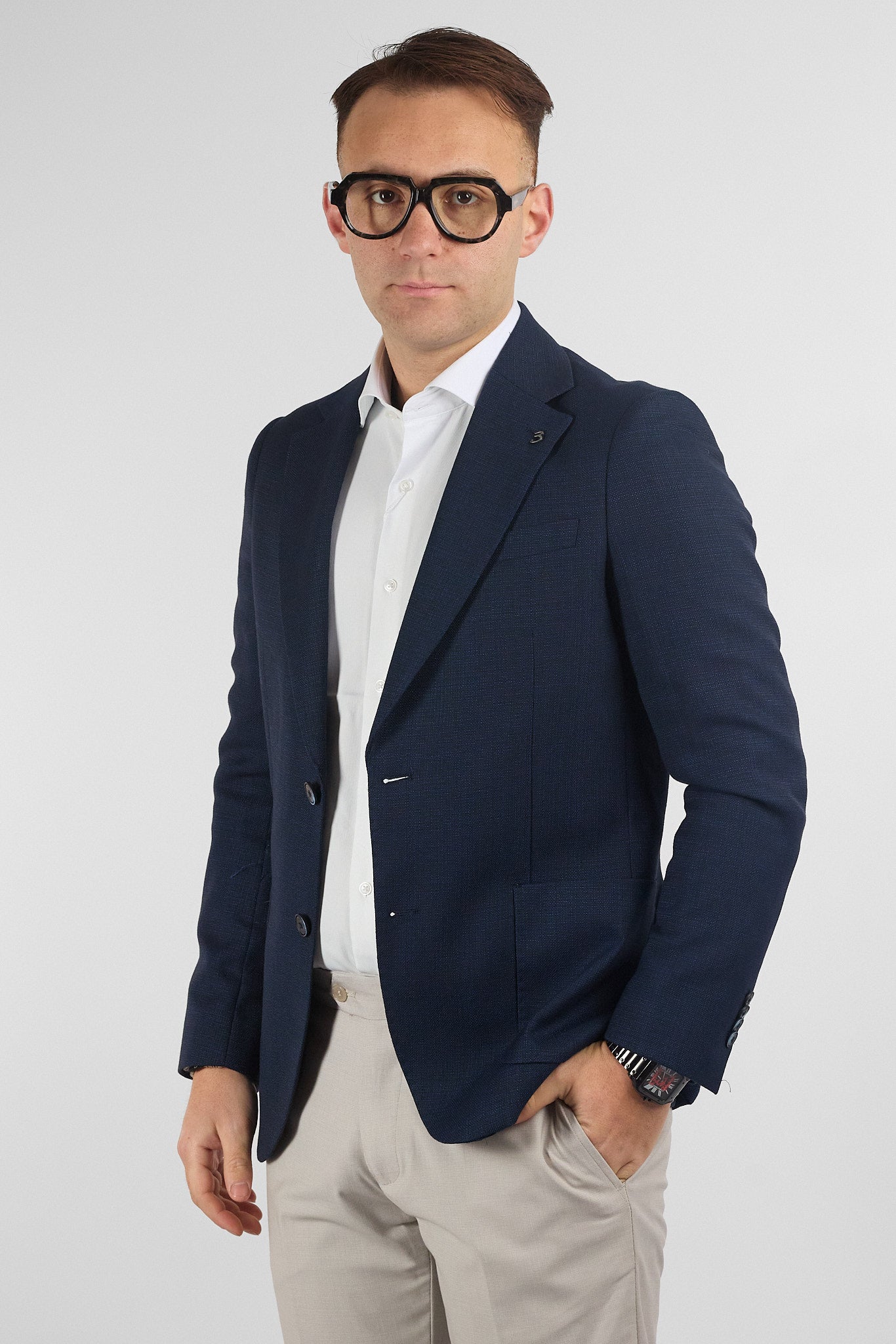 Giacca Lavorata Effetto Canapa EMA06 | Blu