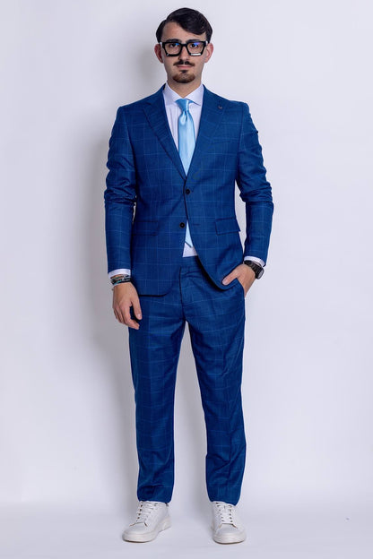 Two Button Prince of Wales Suit | Parliament Blue