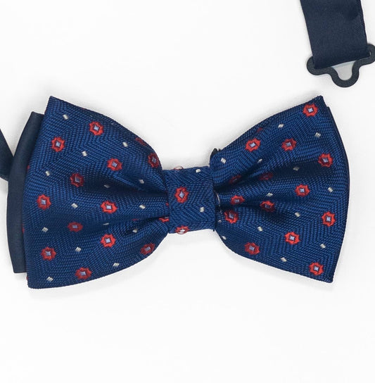 Light Blue Bow Tie | Red-White Pattern