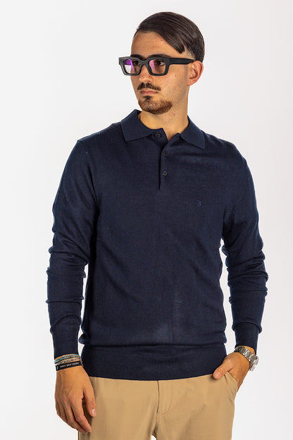 Pull polo en laine mélangée <tc>"20€ de réduction au deuxième"</tc> | Bleu 20