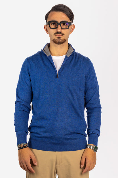 Pull demi-zippé en laine mélangée <tc>"20€ de réduction au deuxième"</tc> | Bleu clair 03