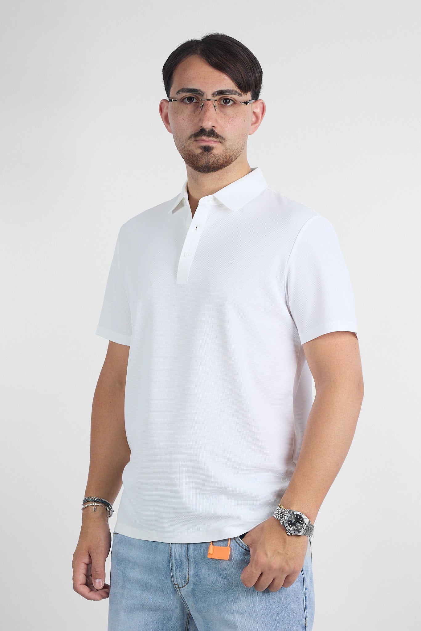 Polo Mezza Manica Active No Stiro Lavorata 9819 | 2 per €40 | Bianco
