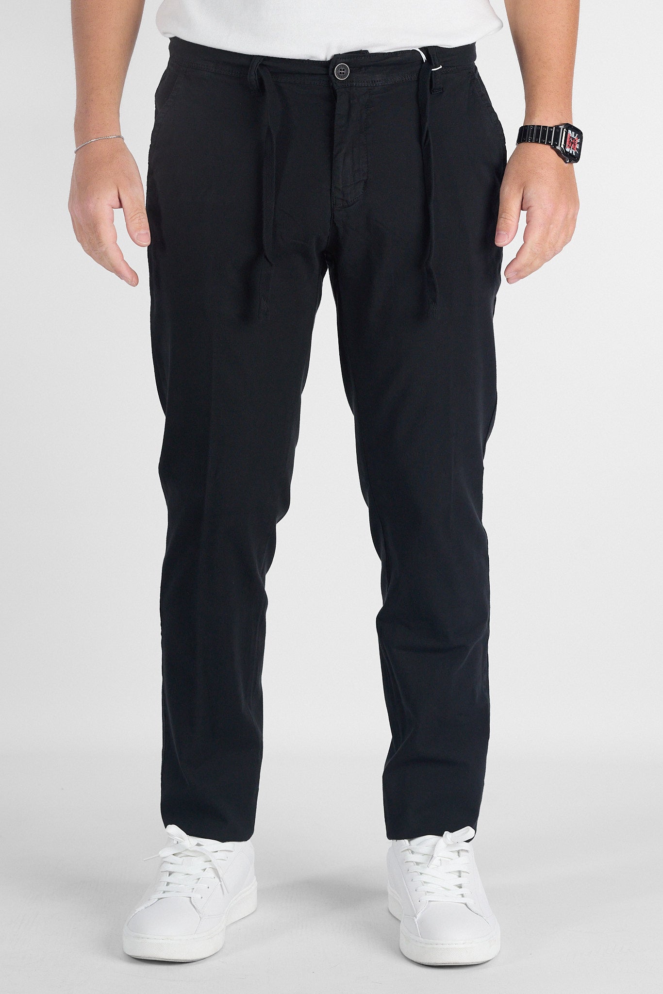 Pantalaccio Semi Slim Effetto Lino B711 | 2 per €50 | Nero