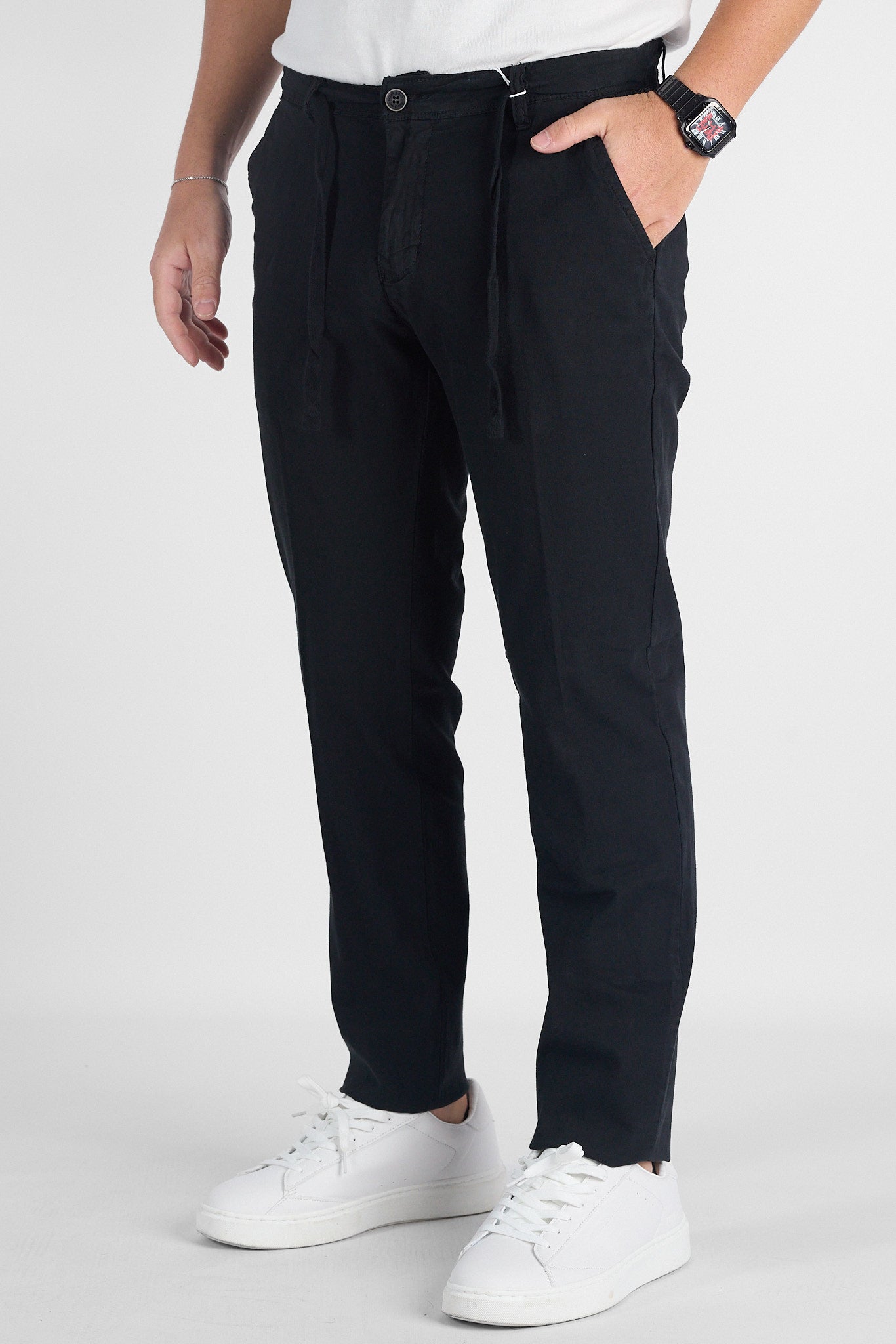 Pantalaccio Semi Slim Effetto Lino B711 | 2 per €50 | Nero